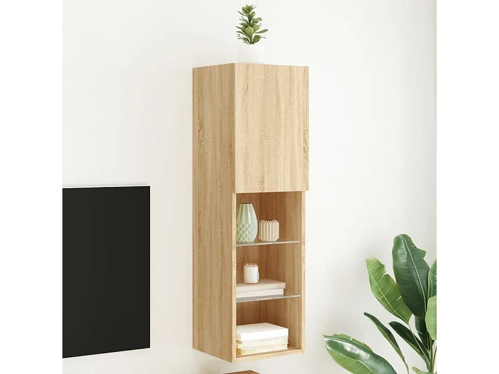 Móvel de TV com luzes LED 30,5x30x102 cm carvalho sonoma PT924743