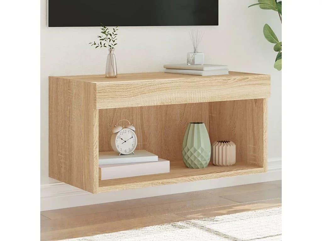 Móvel de TV com luzes LED 60x30x30 cm carvalho sonoma PT161152