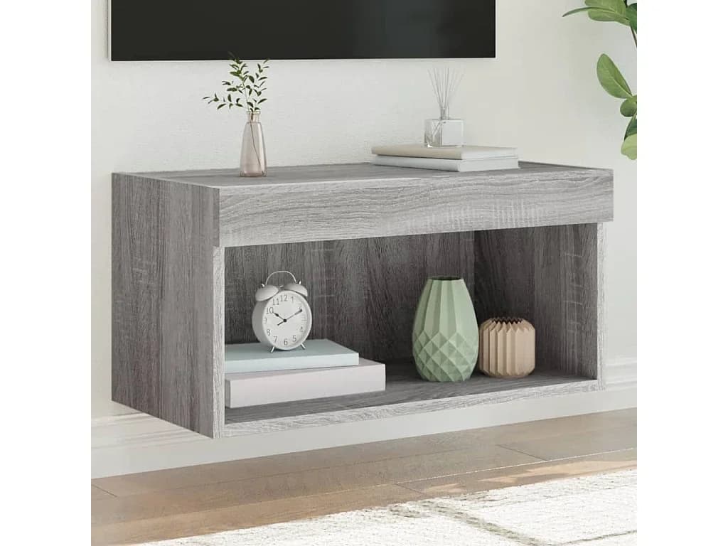 Móvel de TV com luzes LED 60x30x30 cm cinzento sonoma PT405465