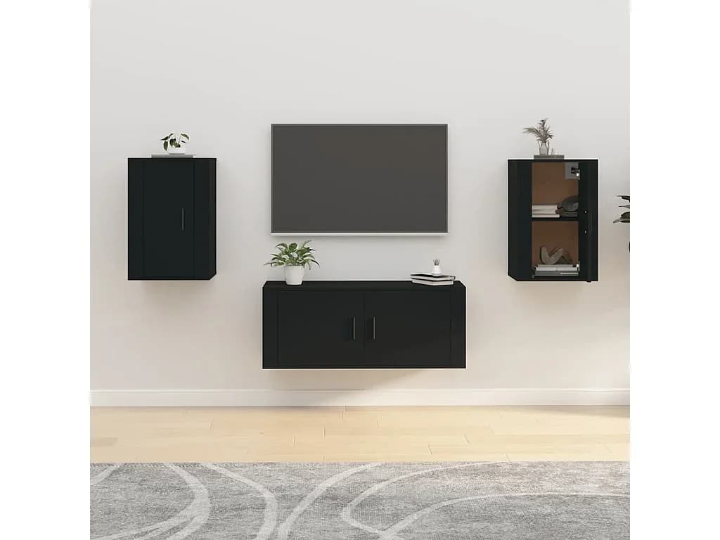 Móveis de TV de parede 2 pcs 40x34,5x60 cm preto PT986867