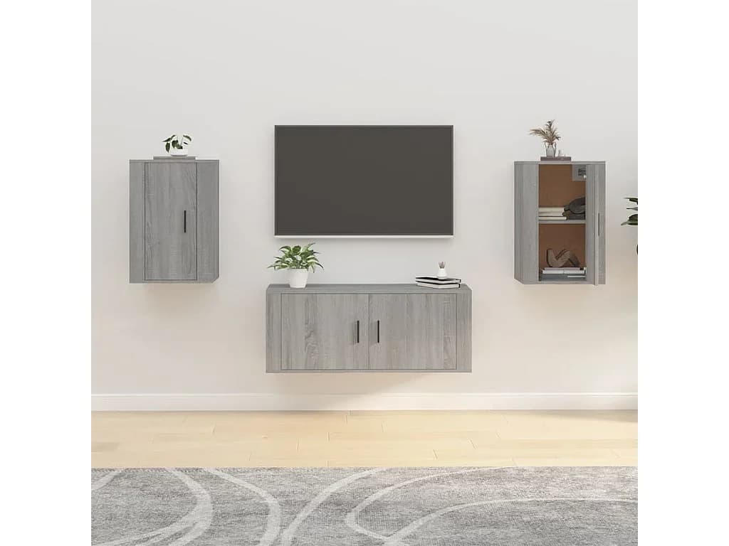Móveis de TV de parede 2 pcs 40x34,5x60 cm cinzento sonoma PT463802