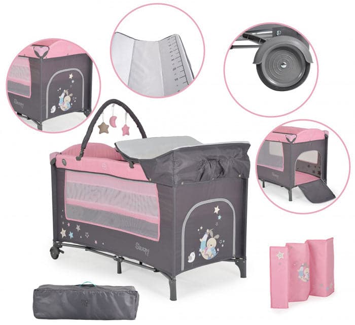 Cama de viagem Moni Sleepy Pink