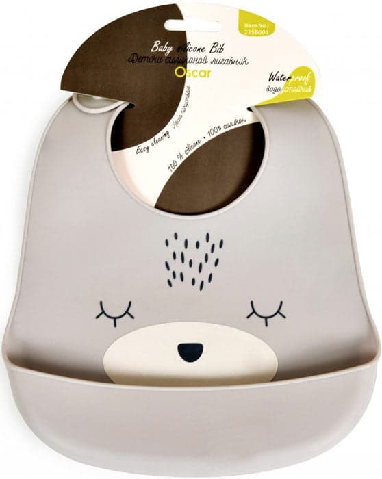Babete silicone Cangaroo Oscar grey