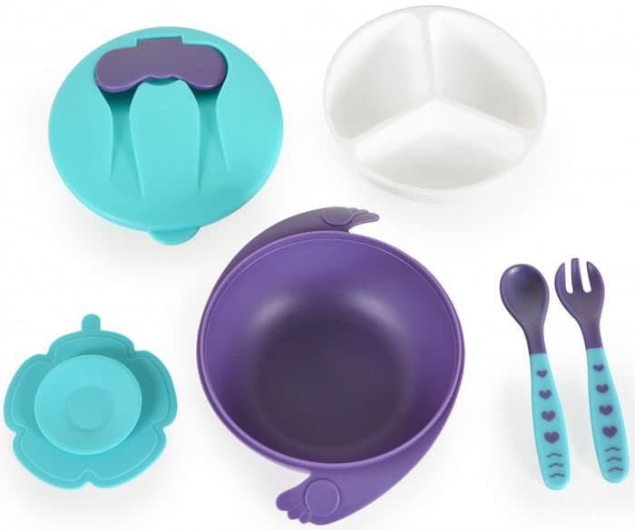 Conjunto tigela com garfo e colher Cangaroo Jelly blue