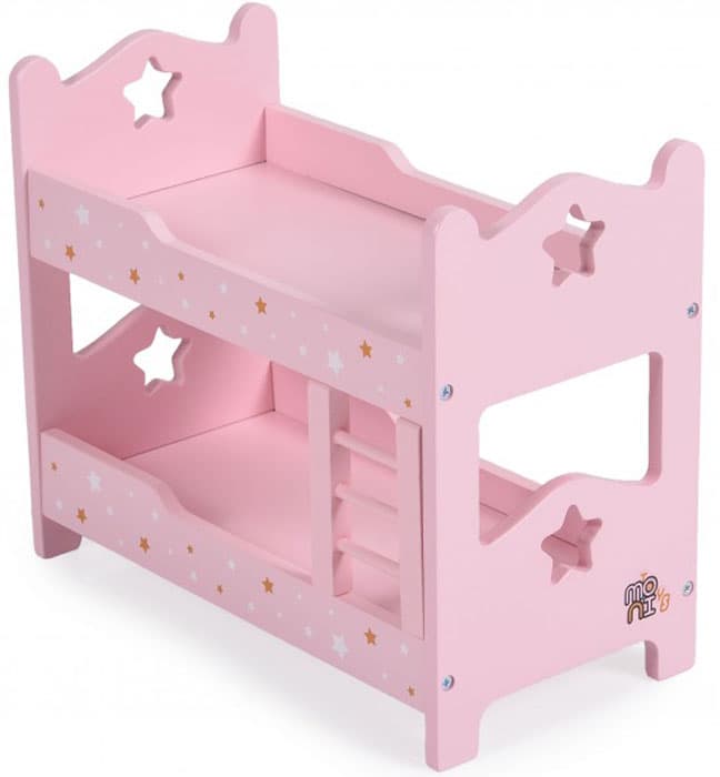 Cama beliche em madeira para boneca Moni
