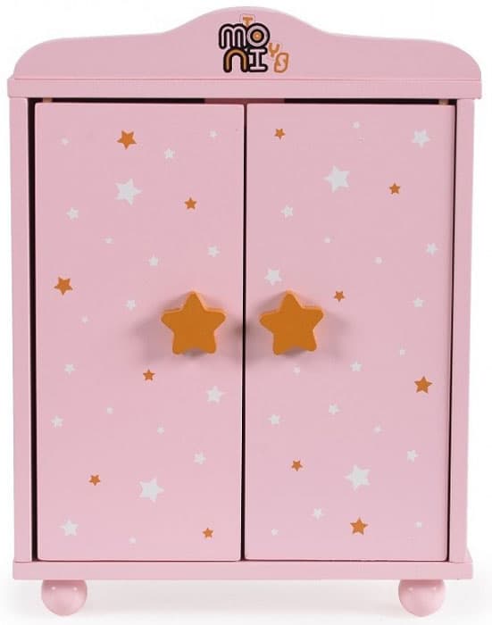 Guarda-roupa em madeira de boneca com 3 cabides Moni