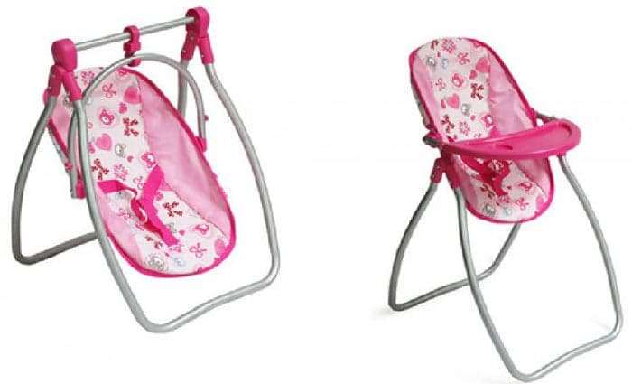 Cadeira alta e baloiço para bonecas Moni Lovely bear