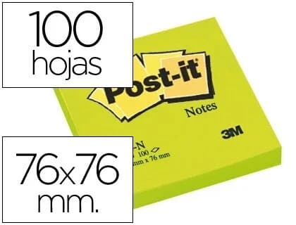 Post-it Bloco Adesivo 76x76MMS 100 Fls Verde
