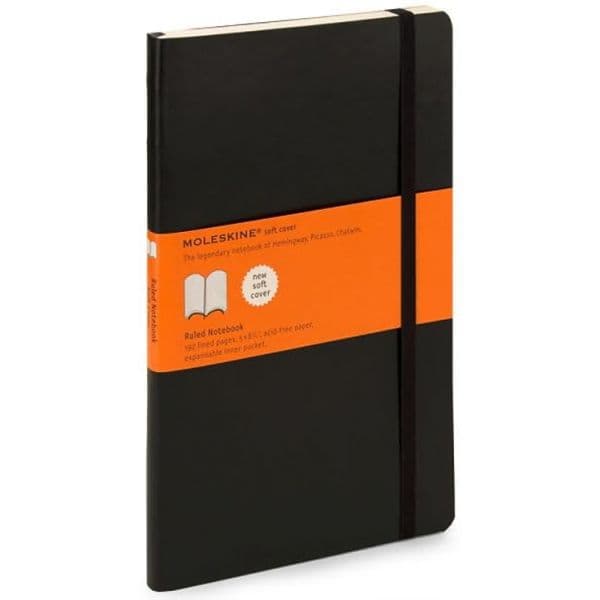 Moleskine Caderno L Soft Pautado 13x21cm 192 Fls Preto