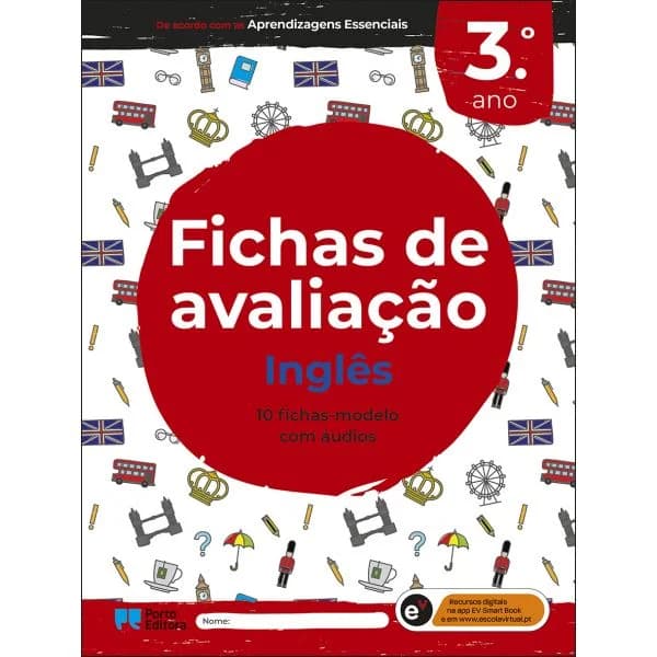 Fichas de Avaliação - Inglês - 3.º Ano 10 Fichas-Modelo Com Áudios