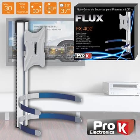 Prok Electronics Suporte LCD/PLASMA 12/37" Parede C/2 Fixadores 25KG - FX402