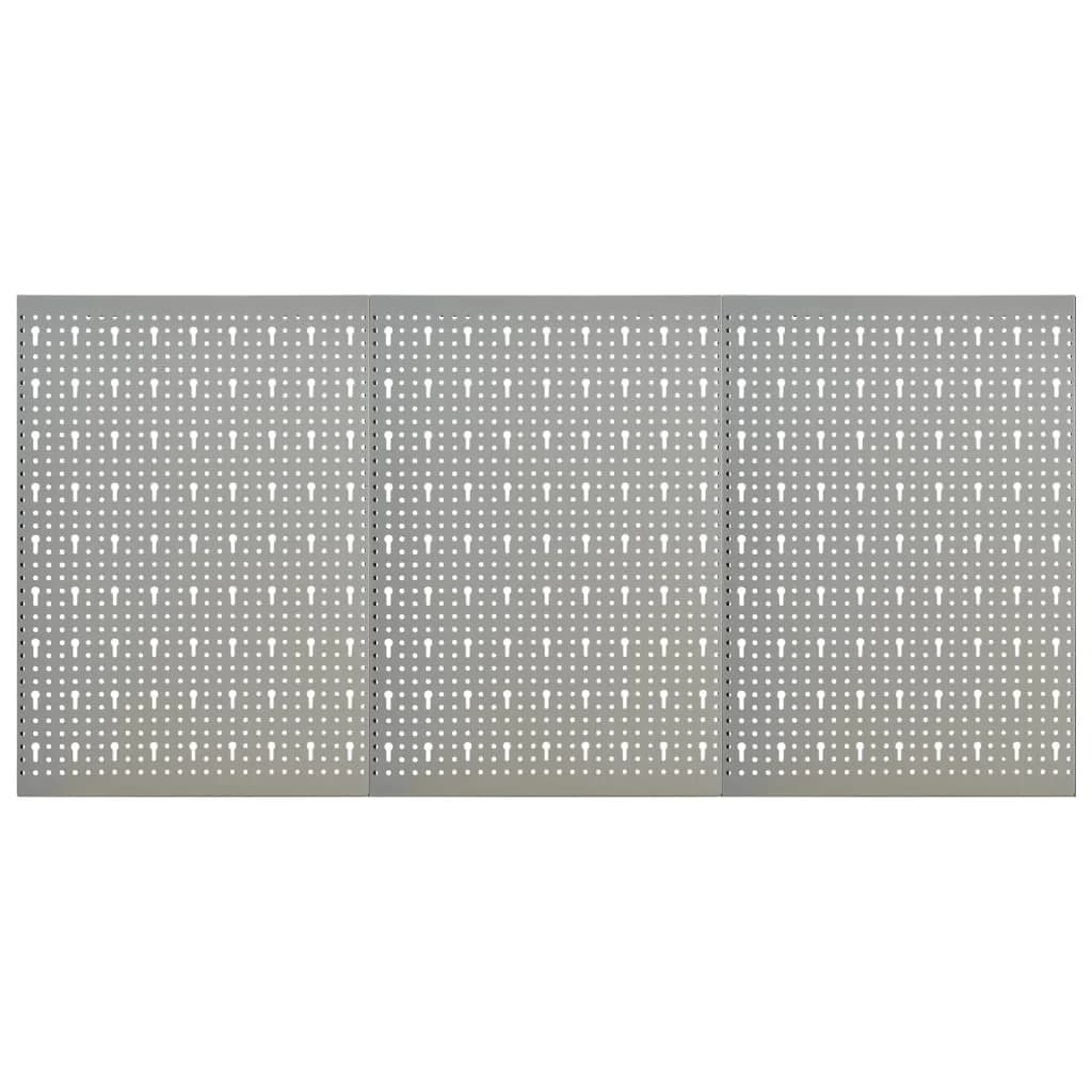 vidaXL Placas perfuradas de parede 3 pcs 40x58 cm aço