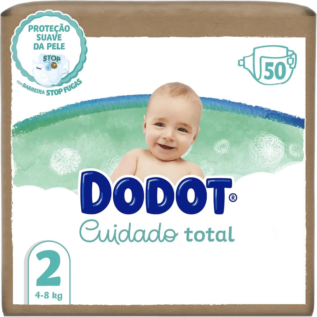Dodot Fraldas bebé cuidado total tamanho 2 (4-8 kg), 50 fraldas