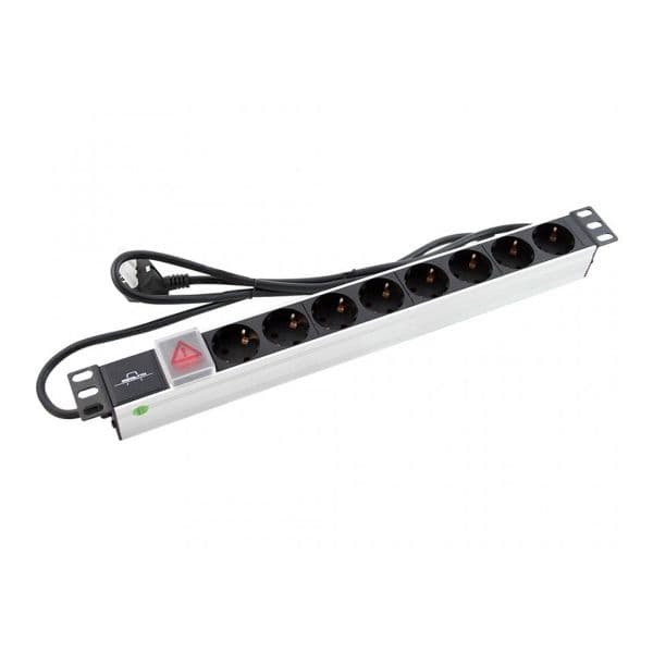 Régua Monolyth 19" 8 Tomadas Schuko c/Interruptor Preta
