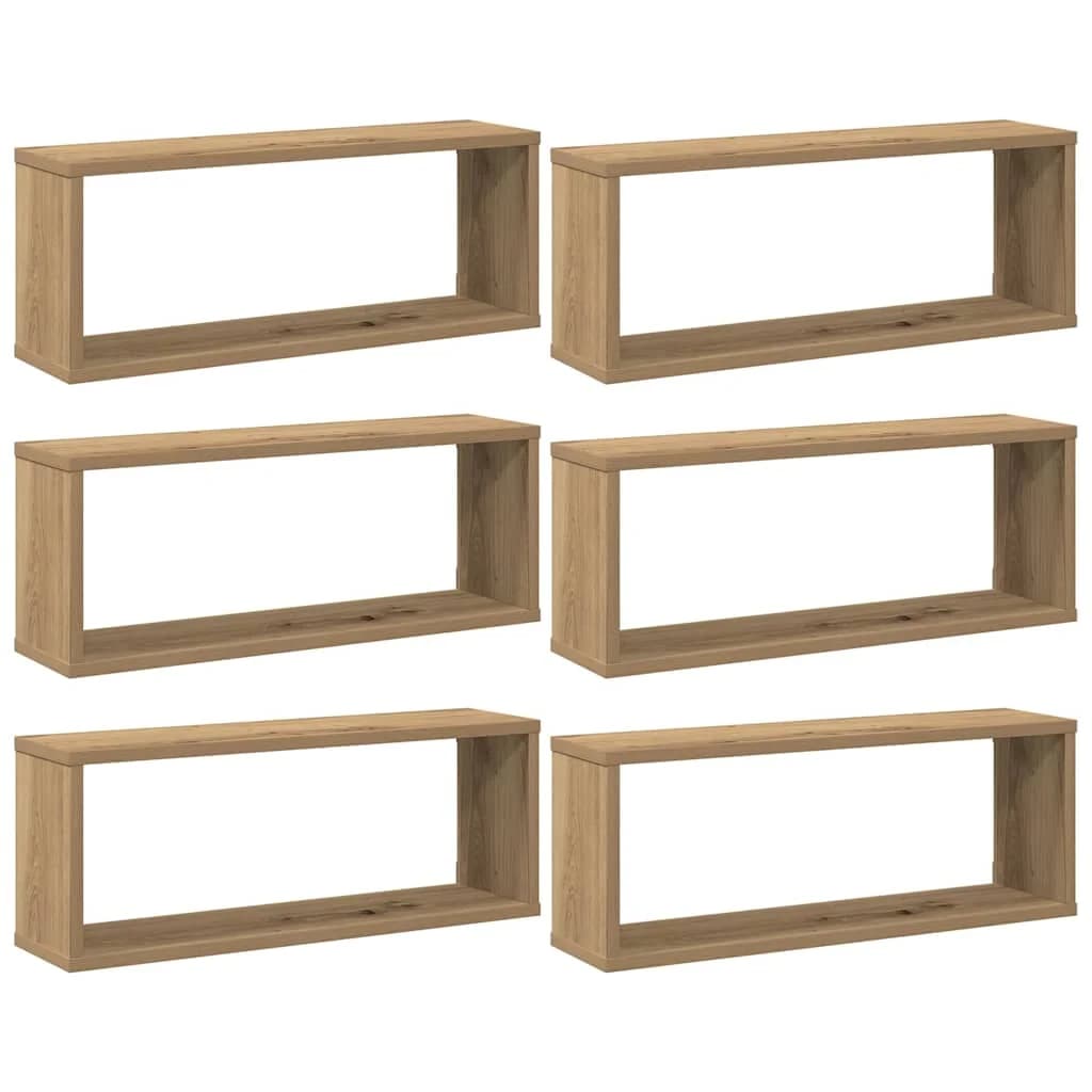 vidaXL Prateleiras parede cubo 6 pcs deriv. madeira carvalho artisiano