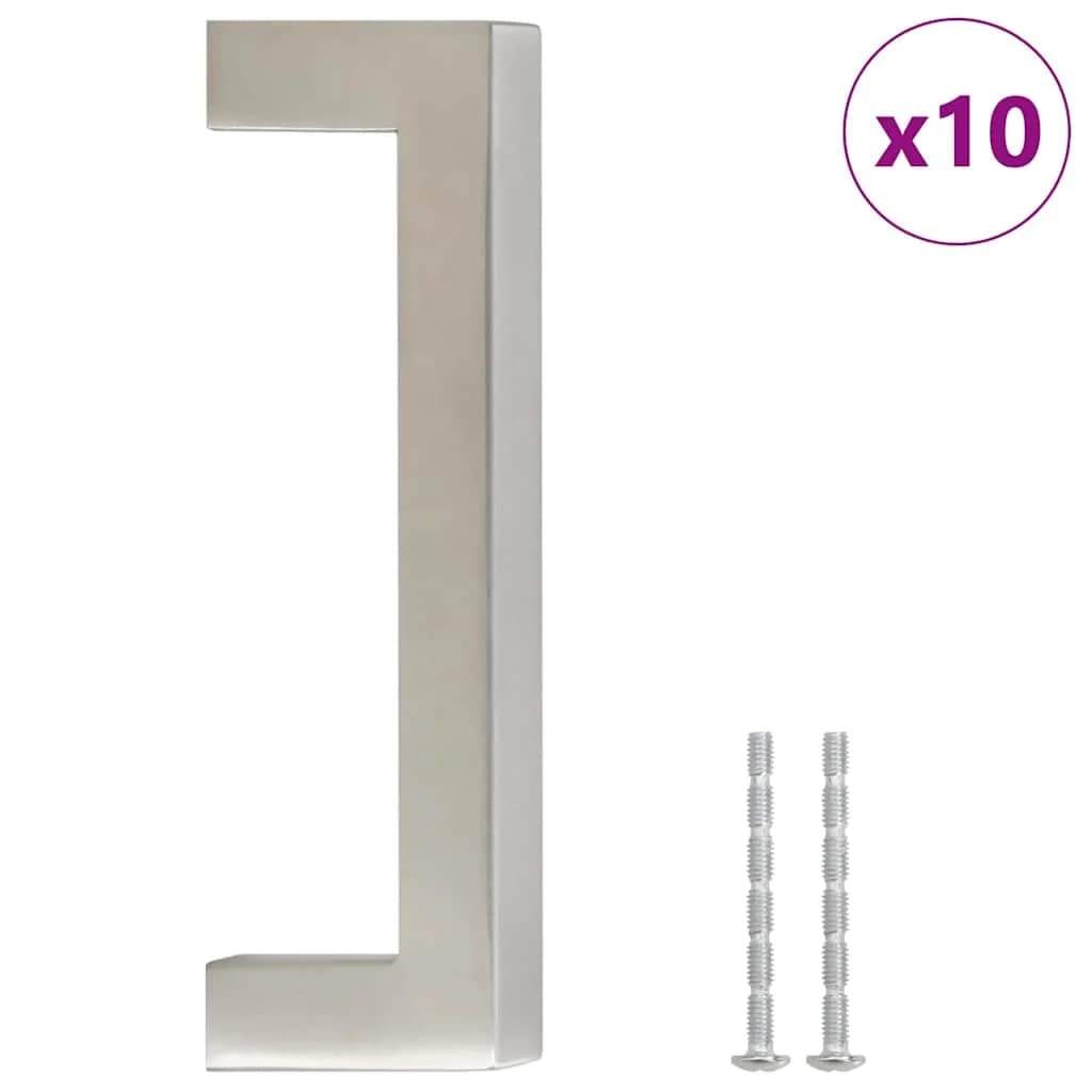 vidaXL Puxadores para móveis 10 pcs 96 mm aço inoxidável prateado