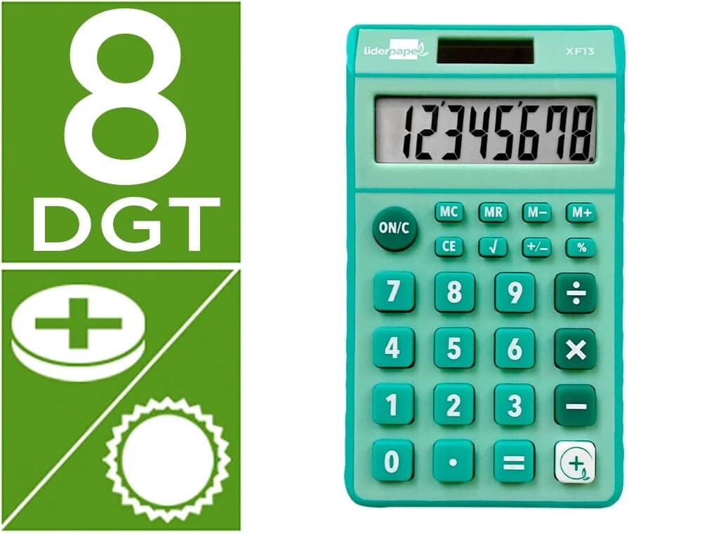Calculadora LiderPapel de Bolso XF13 8 Dígitos Verde