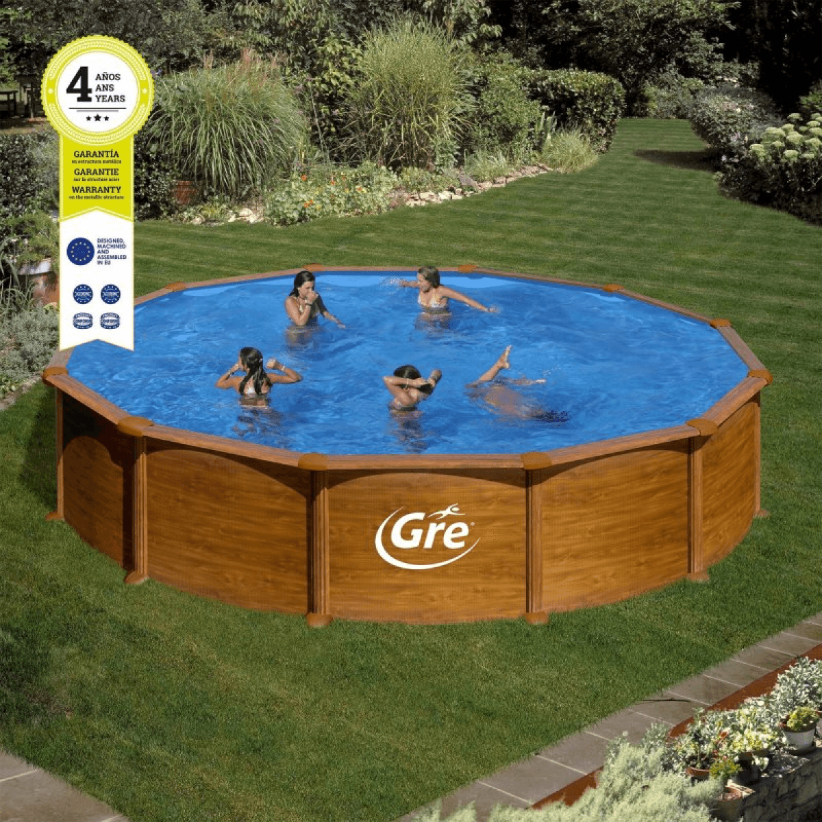 Gre Piscina em Aço Imitação Madeira D550x132cm - 17548013