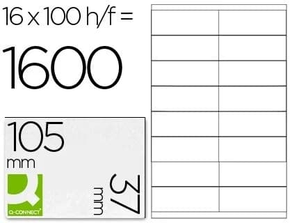 Q-Connect 100 Fls Etiquetas Adesivas 105x37mm - 25210