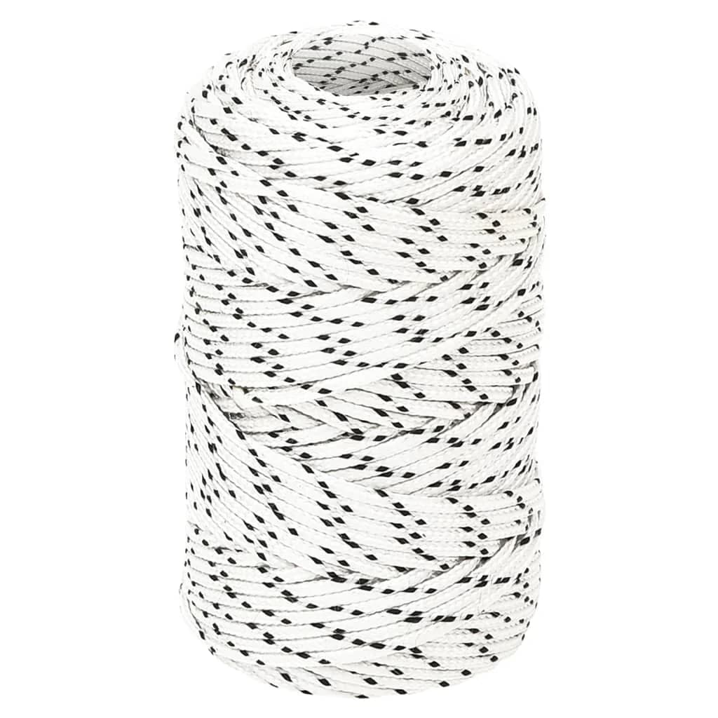 vidaXL Corda entrançada para barco 2 mm x 500 m poliéster branco