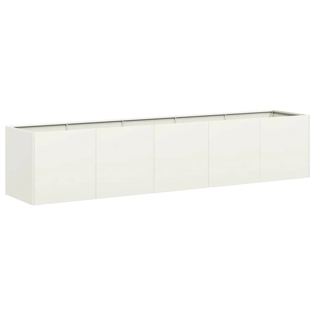 vidaXL Vaso floreira 200x40x40 cm aço laminado a frio branco