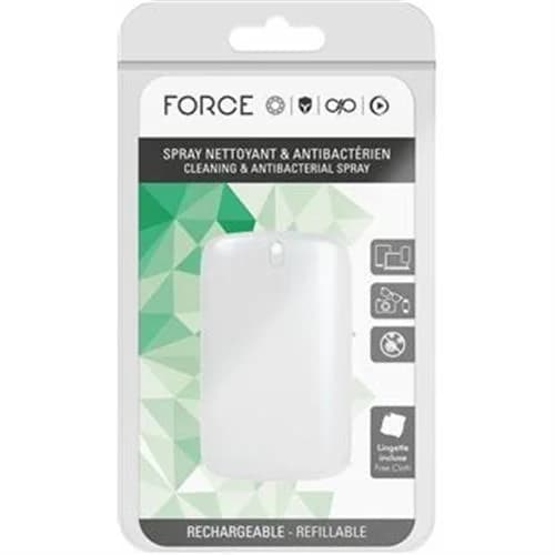 Force Power F152463 Spray de Limpeza Antibacteriano 15ml com Recarga e Toalha de Microfibra