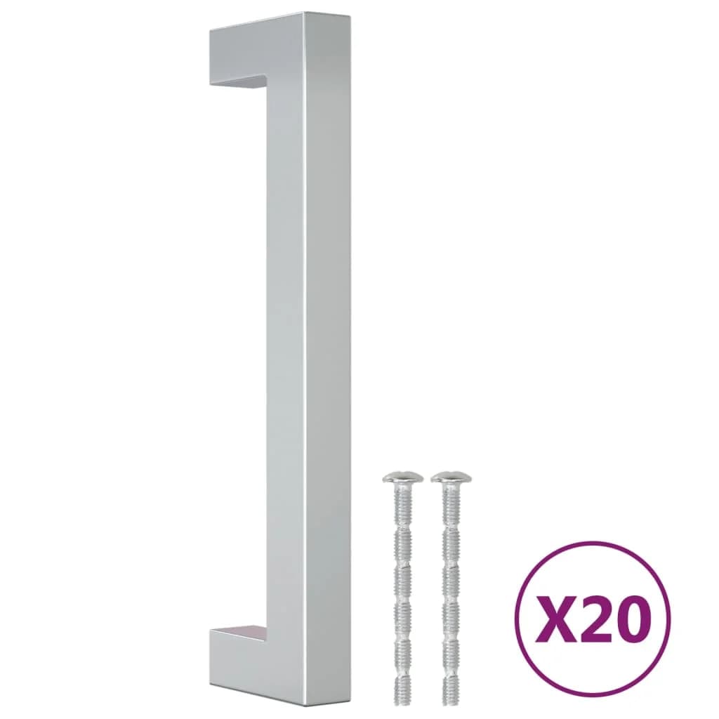 vidaXL Puxadores para móveis 20 pcs 128 mm aço inoxidável prateado