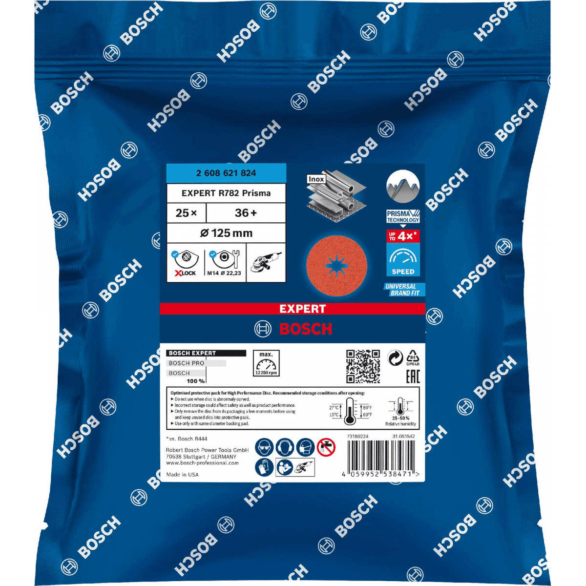 Bosch Disco de Fibra X-lock Expert R782 Prisma Ceramic 125MM 22.23 - 10082195