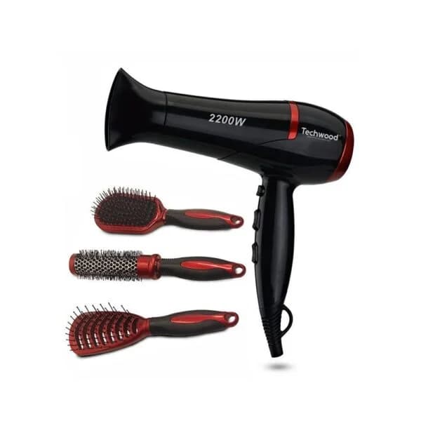 Techwood Conjunto Secador 2200W e Escovas de Cabelo TCO-6075