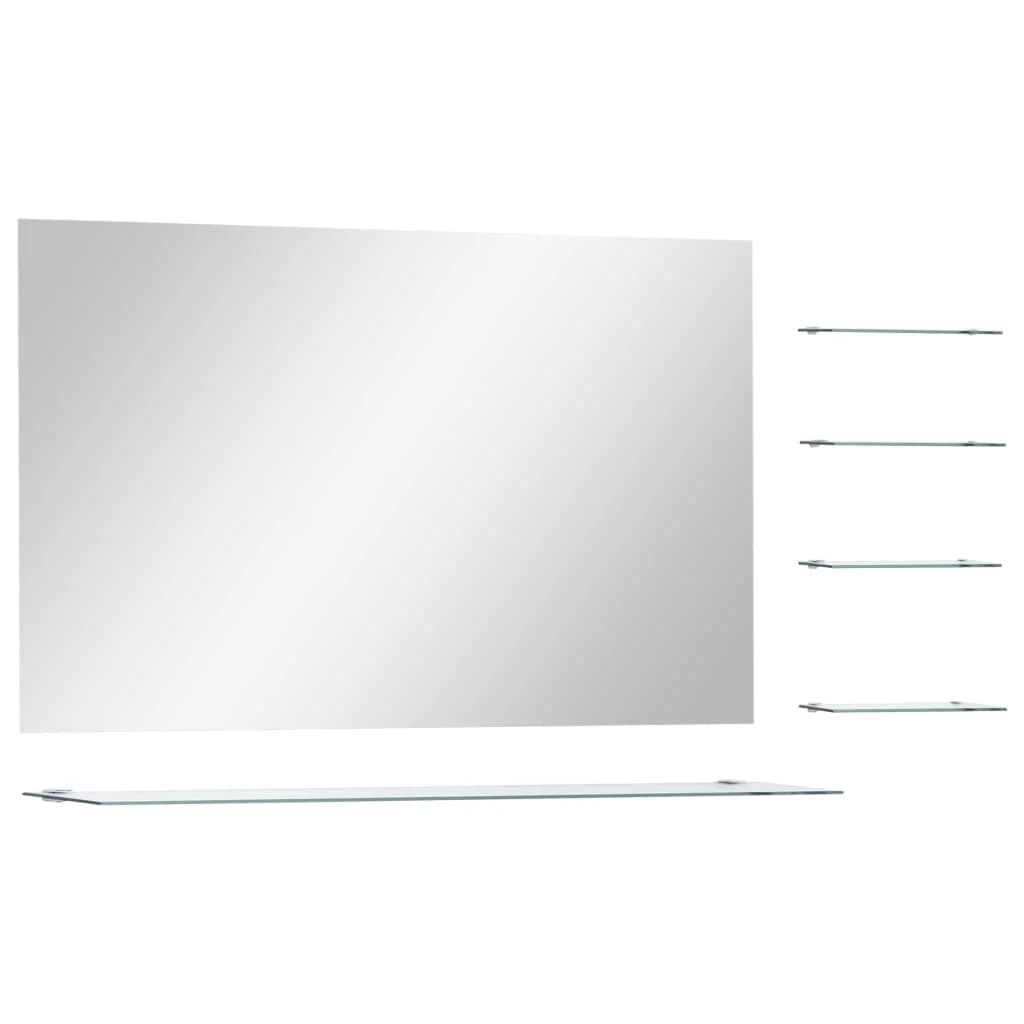 vidaXL Espelho de parede com 5 prateleiras 100x60 cm prateado