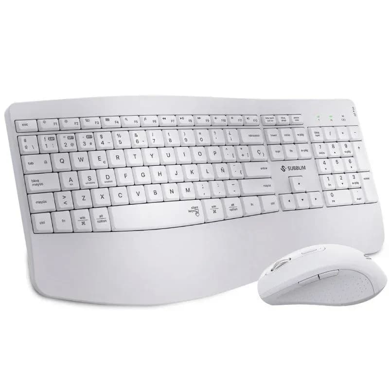 Teclado Subblim PROWAVE Dual Office + Rato Sem Fios Layout Espanhol Branco