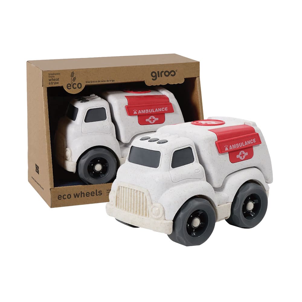 ECO CARRO BIO PLÁSTICO RODA LIVRE 18 CM AMBULÂNCIA GIROS