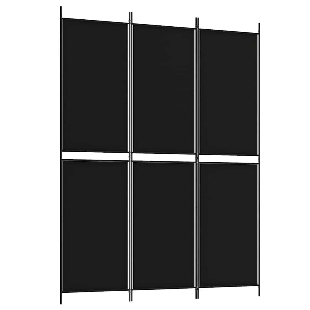 vidaXL Biombo/divisória com 3 painéis 150x200 cm tecido preto