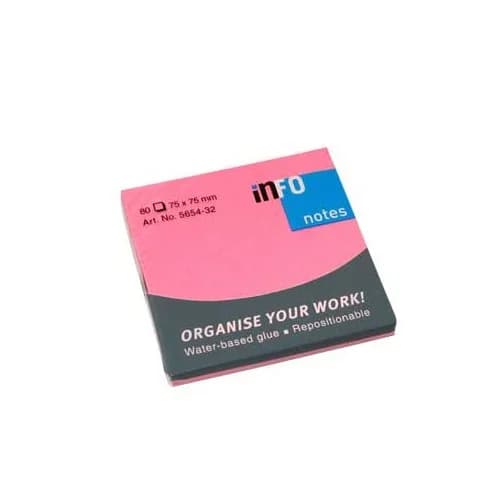 Infonotes Bloco Notas Adesivas 75x75mm Rosa 80 Fls 12 un.