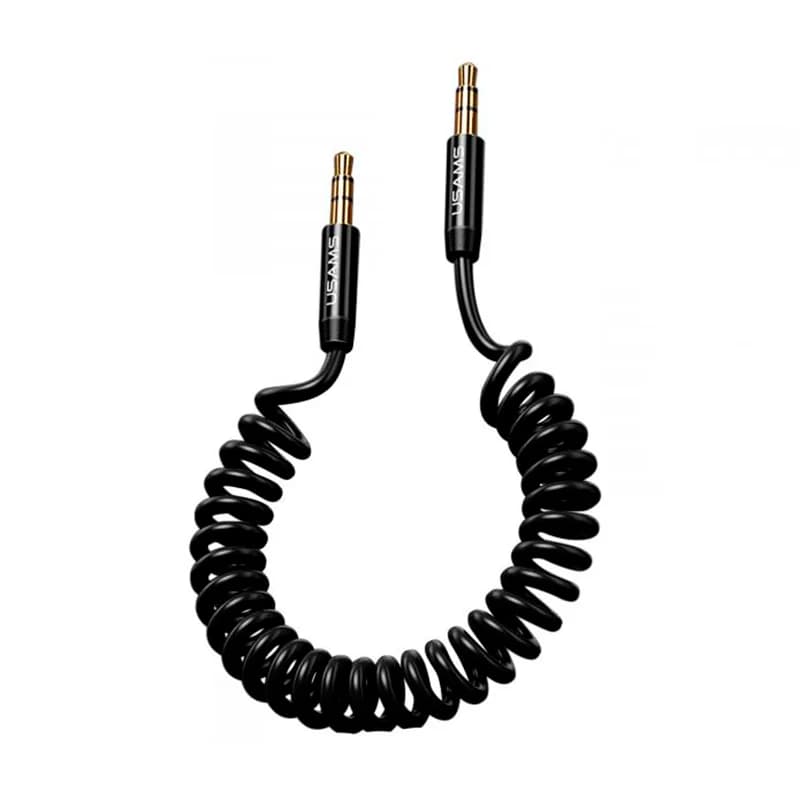 Usams Cabo auxiliar Jack 3.5 mm macho macho 1.2 m Enrolado Preto Usams - AUX-USAMS-BK