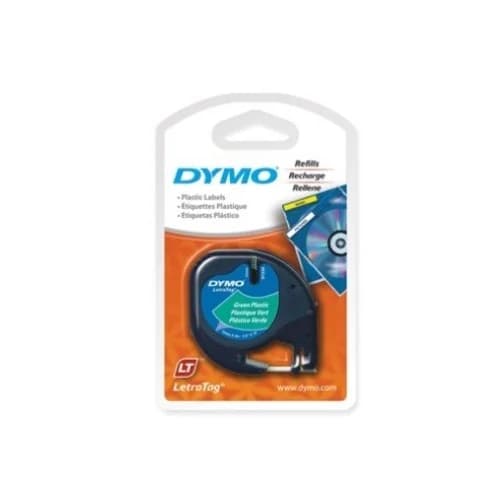 Fita Plastico Dymo Letratag 12mmx4m Preto / Verde (91204) -12791204