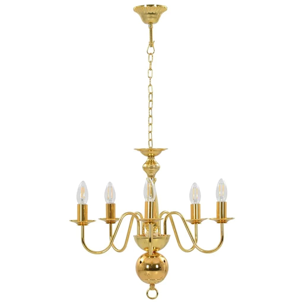 vidaXL Lustre de 5 lâmpadas E14 dourado