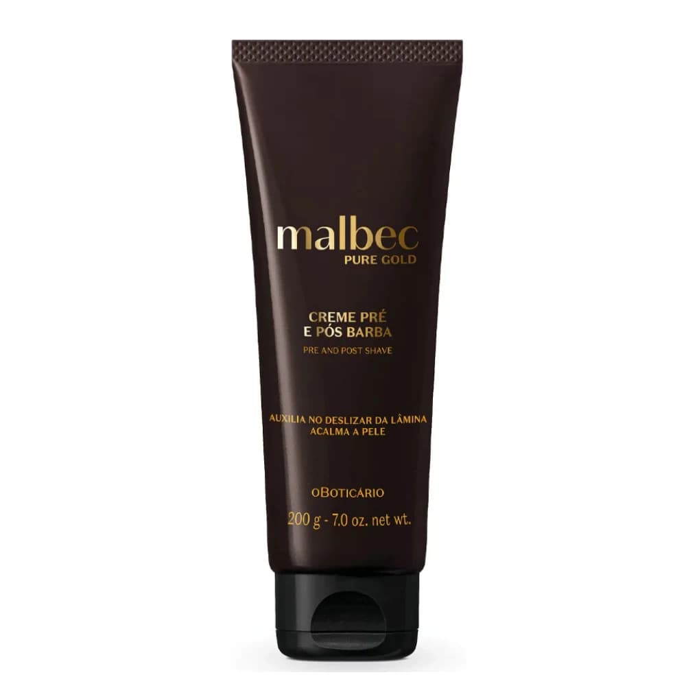 O Boticário Malbec Pure Gold Creme Pré e Pós Barba 200g
