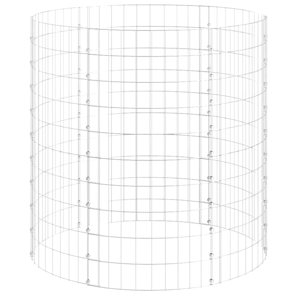 vidaXL Canteiro elevado/cesto gabião poste Ø100x100 cm aço galvaniz.