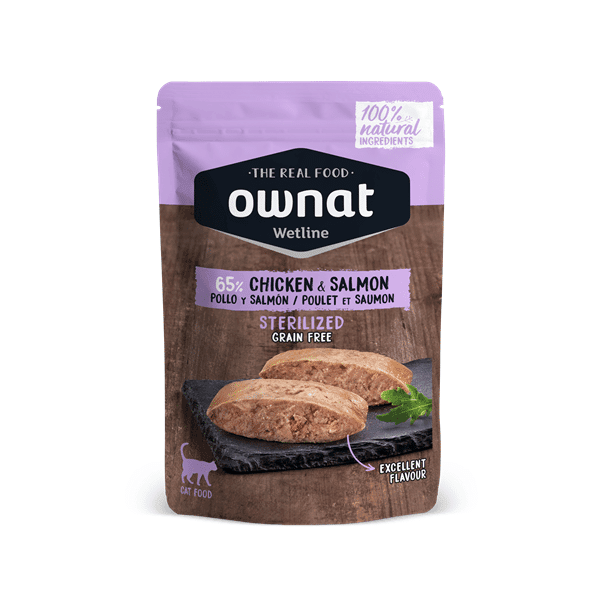 Ração Húmida Ownat Sterilized Chicken & Salmon 85g