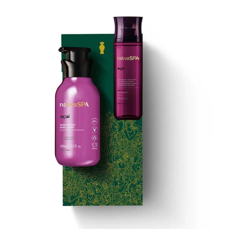 O Boticário Loção Hidratante Nativa SPA Açaí 400ml + Body Splash Nativa SPA Açaí 200ml Coffret