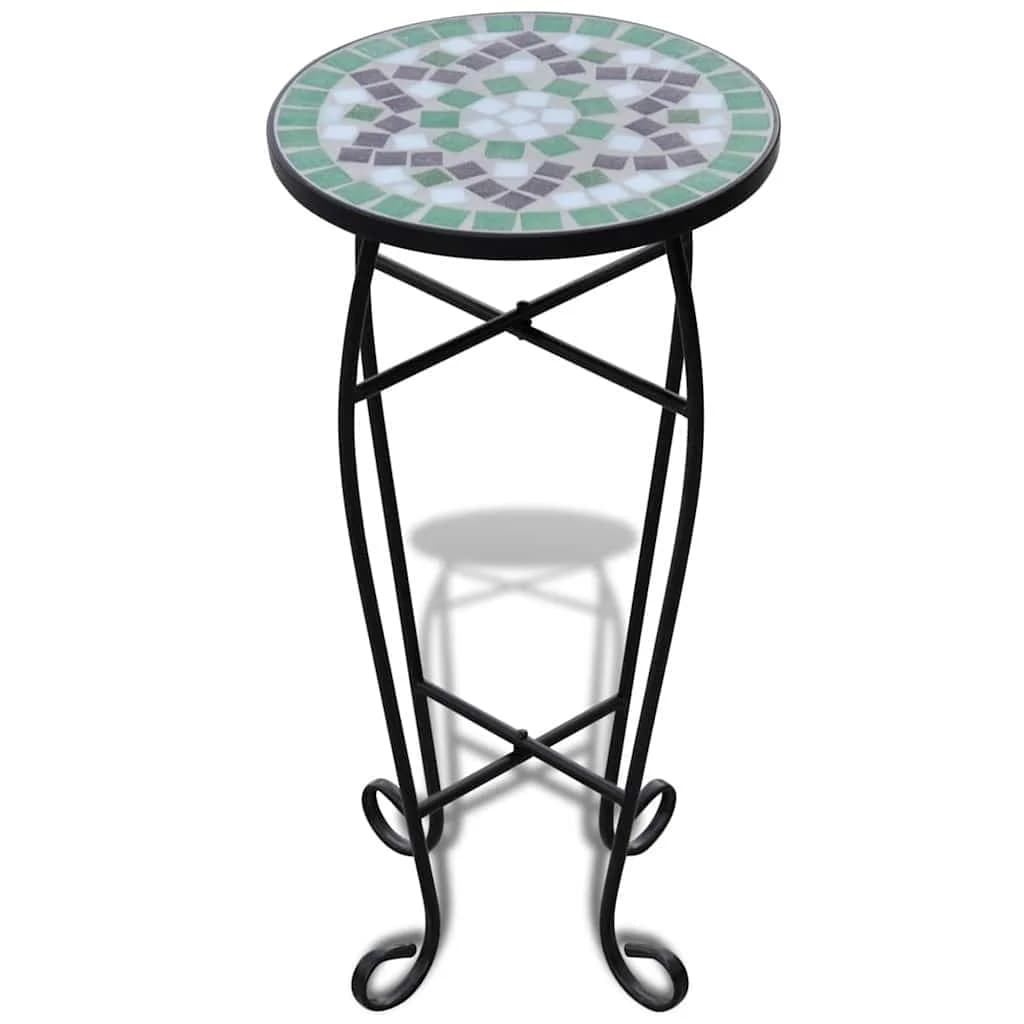 vidaXL Mesa de apoio para plantas em mosaico verde e branco