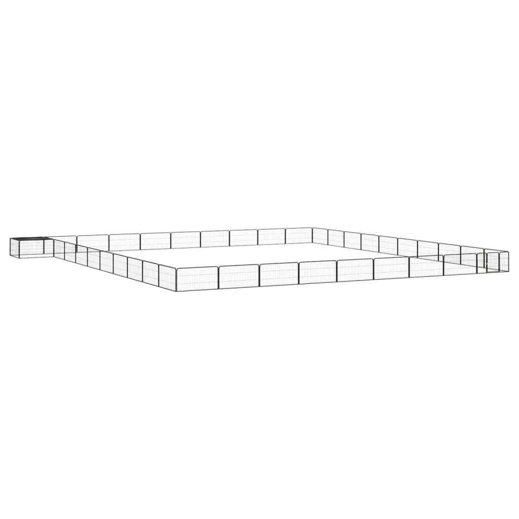 Parque Cães com 40 Painéis 100x50 cm Aço Revestido a Pó Preto - 3115984