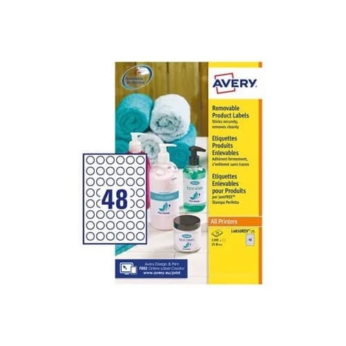 Avery Etiquetas Redondas Removíveis 25mm 25 Folhas 1200 Unidades
