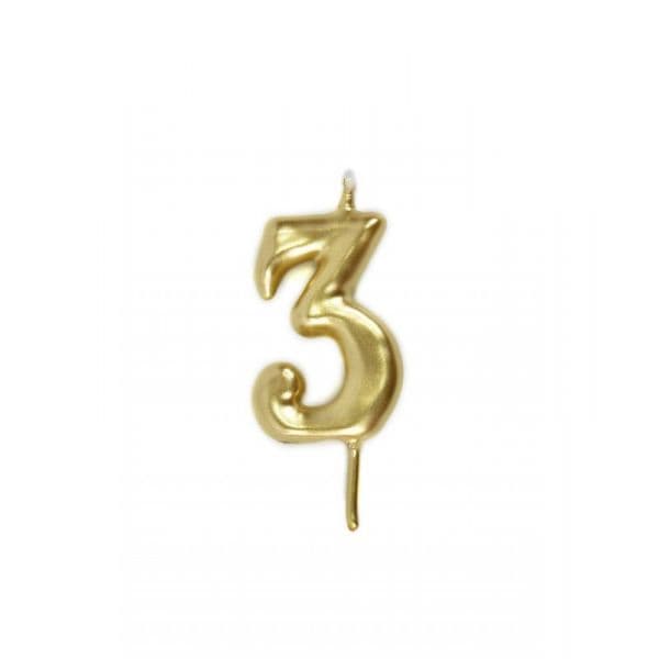 VelasMasRoses Vela de Aniversário nº3 6cm Dourado