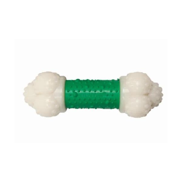 Nylabone Extreme Chew Double Action 2 em 1 Bacon Menta Borracha Nylon Mordedor/Brinquedo Cão M