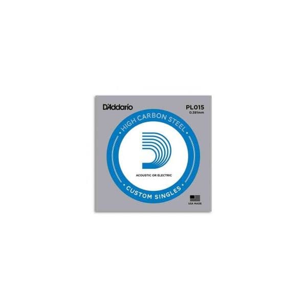 Corda Individual D'Addario PL015 Aço para Guitarra Elétrica ou Acústica