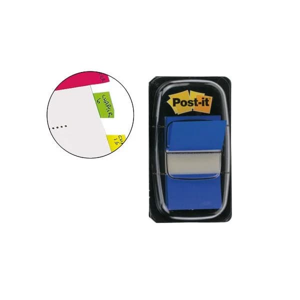 Post-it Separadores de Índice 25.4 x 43.2 mm Azul Embalagem de 50 c/ Dispensador 680-2 - 128049