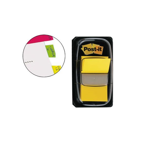 Post-it Separadores de Índice 25.4 x 43.2 mm Amarelo Embalagem de 50 c/ Dispensador 680-5 - 127971