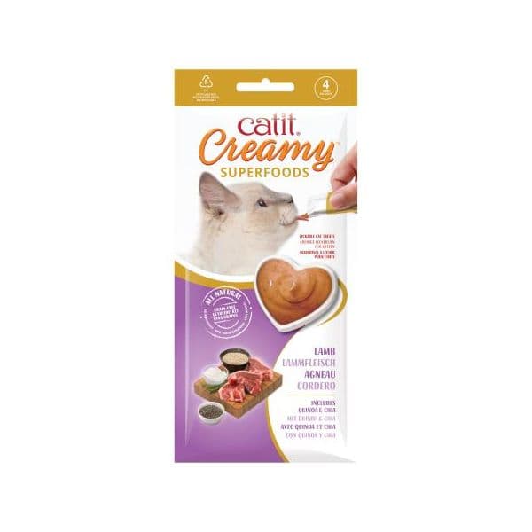 Catit Creamy Superfood Cordeiro com Quinoa e Chia 4x10g